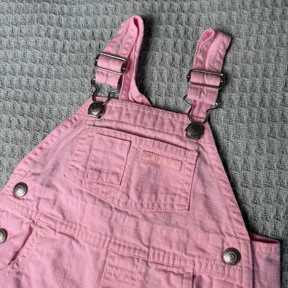 Vintage Baby Gap Pink Short Overalls 6-12 Mo Carpenter Twill Bibs Girls Y2K - Picture 1 of 8